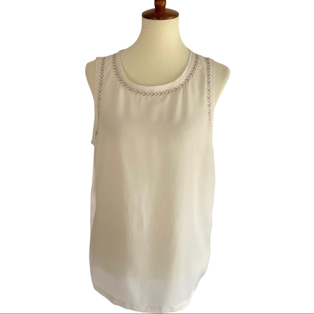 Banana Republic Embroidered Tank Top Shell Cream Ivory Gold